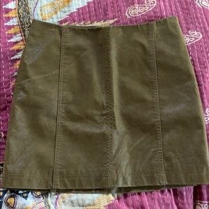 Free People Olive Suede Mini Skirt